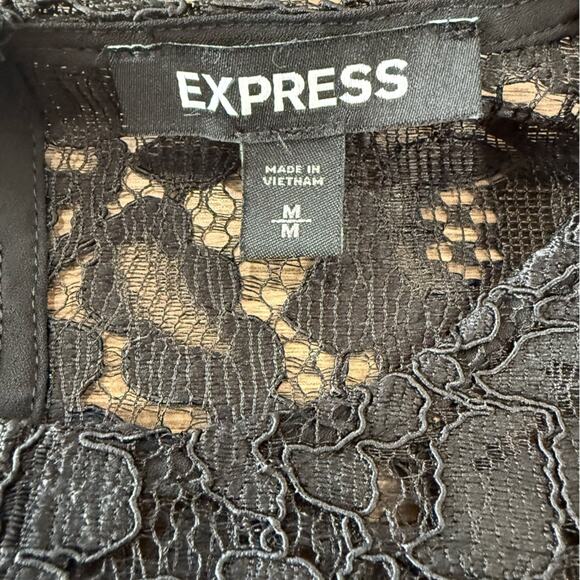 Express Black Puff Sleeve Lace Whimsigoth Blouse With Camisole Size Medium - Picture 7 of 10